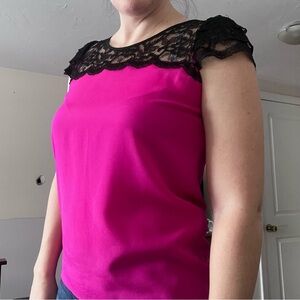 Express Black Lace and Pink Blouse